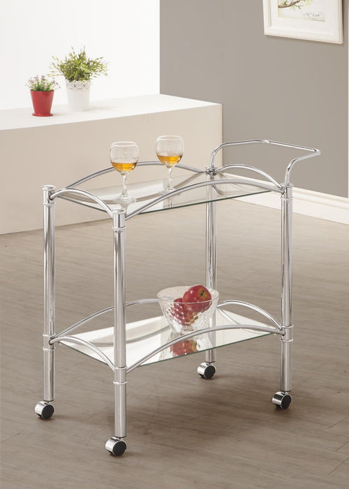 Shadix 2-tier Serving Cart with Glass Top Chrome and Clear - Home Discount Furniture - NJ-linden