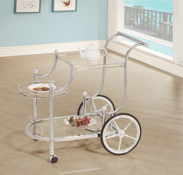 Sarandon 3-tier Serving Cart Chrome and Clear - Home Discount Furniture - NJ-linden