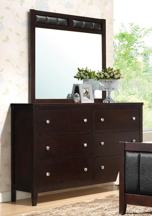 Carlton Upholstered Rectangular Dresser Mirror Cappuccino - Home Discount Furniture - NJ-linden
