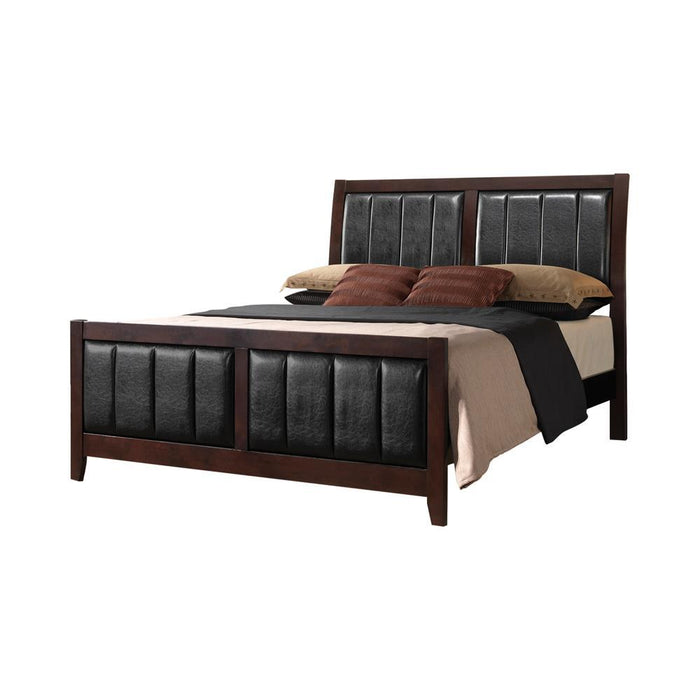 Carlton Eastern King Upholstered Bed Cappuccino and Black - Home Discount Furniture - NJ-linden