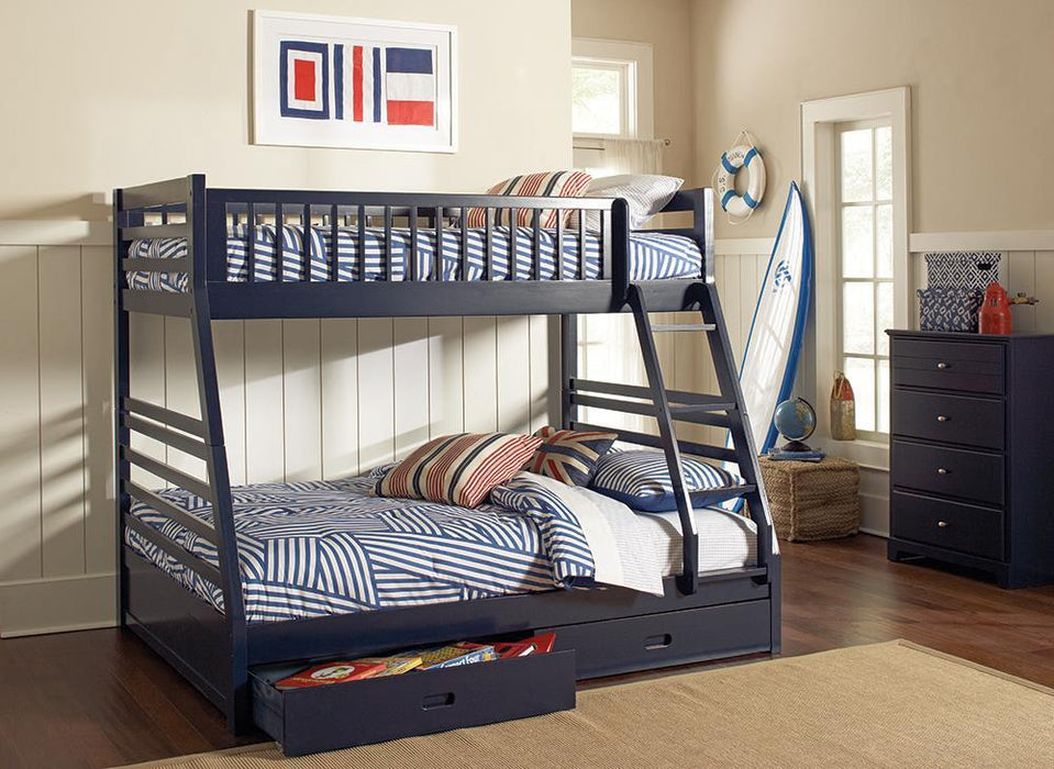 Ashton Twin Over Full 2-drawer Bunk Bed Navy Blue - Home Discount Furniture - NJ-linden