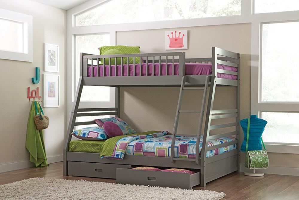 Ashton Twin Over Full Bunk 2-drawer Bed Grey - Home Discount Furniture - NJ-linden