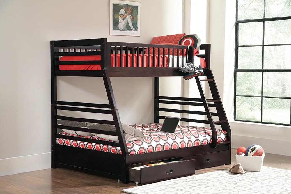 Ashton Twin Over Full 2-drawer Bunk Bed Cappuccino - Home Discount Furniture - NJ-linden
