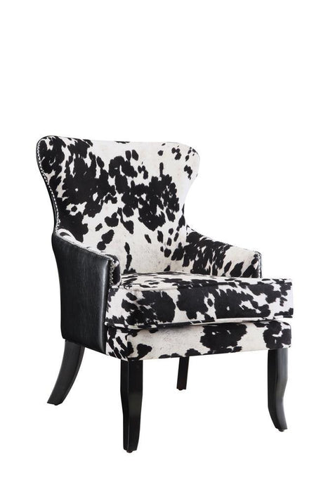 Trea Cowhide Print Accent Chair Black and White - Home Discount Furniture - NJ-linden