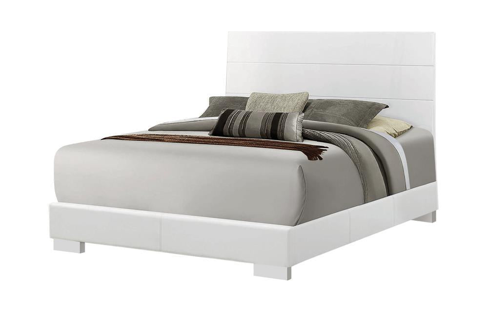 Felicity Eastern King Panel Bed Glossy White - Home Discount Furniture - NJ-linden