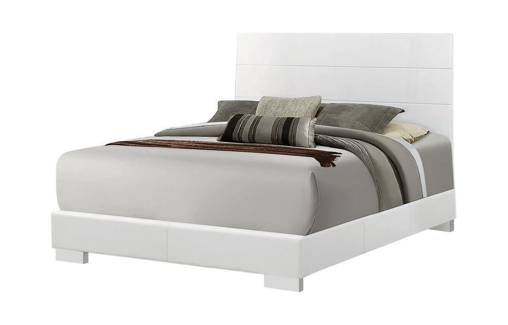 Felicity Queen Panel Bed Glossy White - Home Discount Furniture - NJ-linden