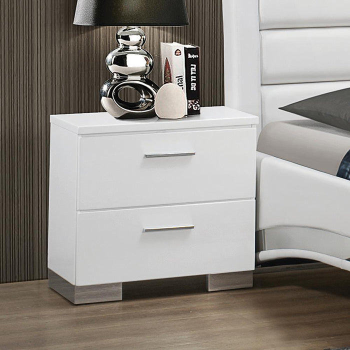 Felicity 2-drawer Nightstand Glossy White - Home Discount Furniture - NJ-linden