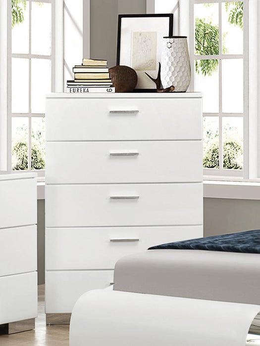 Felicity 5-drawer Chest Glossy White - Home Discount Furniture - NJ-linden