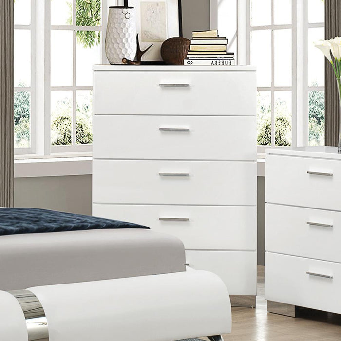 Felicity 5-drawer Chest Glossy White - Home Discount Furniture - NJ-linden