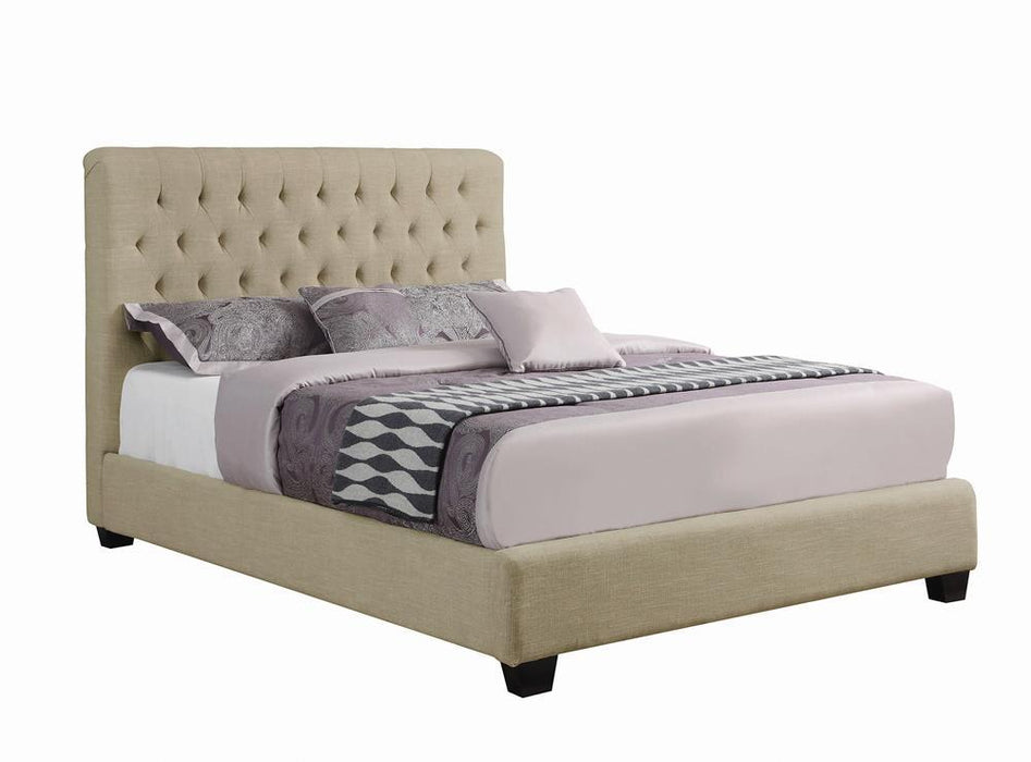 Chloe Tufted Upholstered California King Bed Oatmeal - Home Discount Furniture - NJ-linden