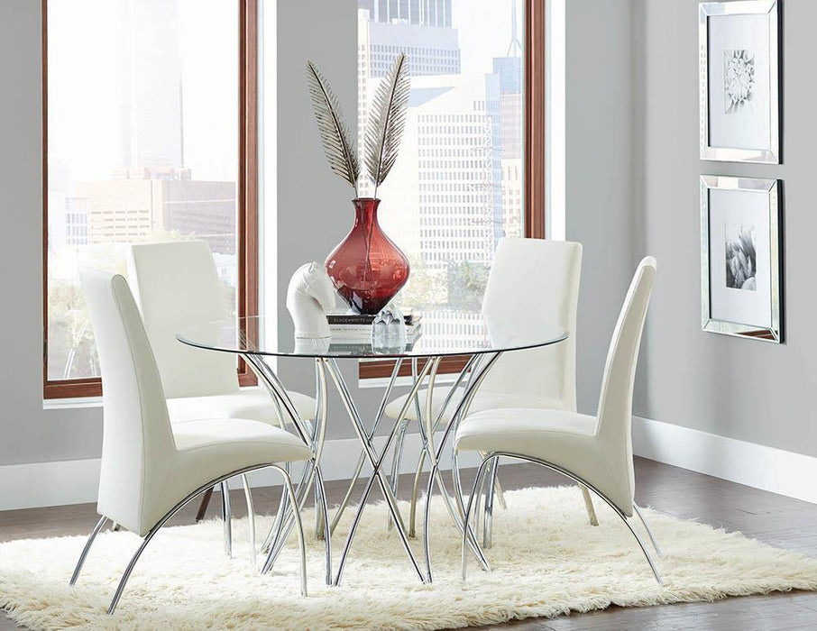 Bishop Upholstered Side Chairs White and Chrome (Set of 2) - Home Discount Furniture - NJ-linden