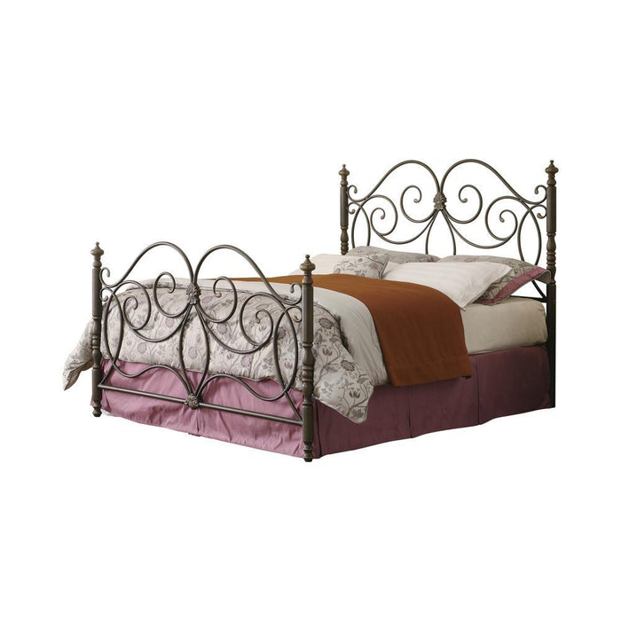 London Eastern King Metal Scroll Bed Dark Bronze - Home Discount Furniture - NJ-linden