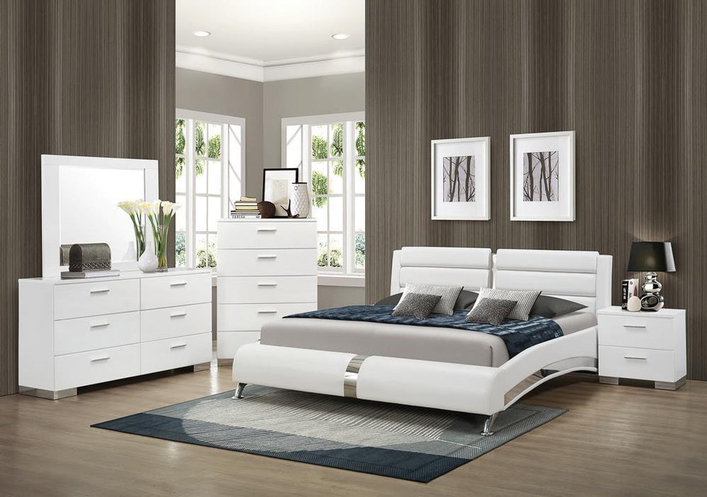 Jeremaine Eastern King Upholstered Bed White - Home Discount Furniture - NJ-linden