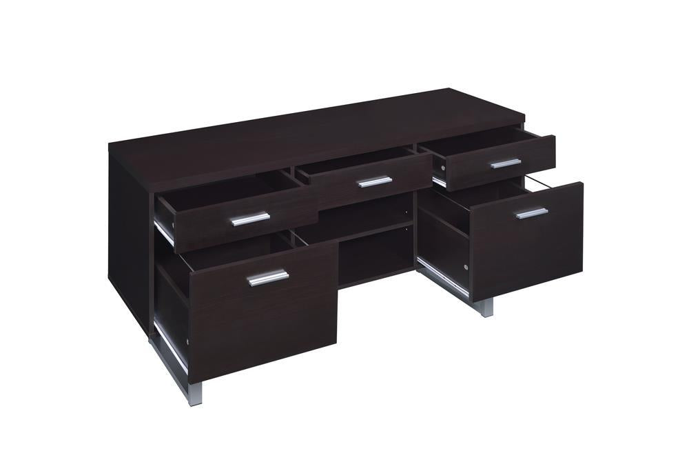 Lawtey 5-drawer Credenza with Adjustable Shelf Cappuccino - Home Discount Furniture - NJ-linden