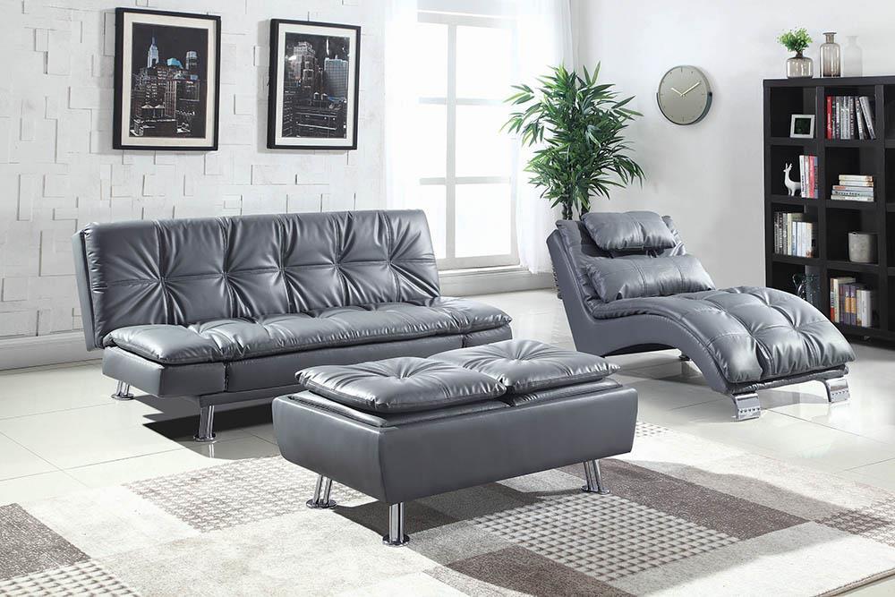 Dilleston Tufted Back Upholstered Sofa Bed Grey - Home Discount Furniture - NJ-linden