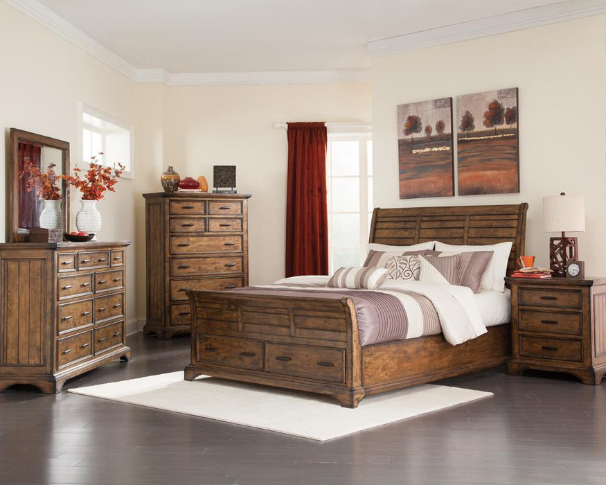 Elk Grove Eastern King Storage Bed Vintage Bourbon - Home Discount Furniture - NJ-linden