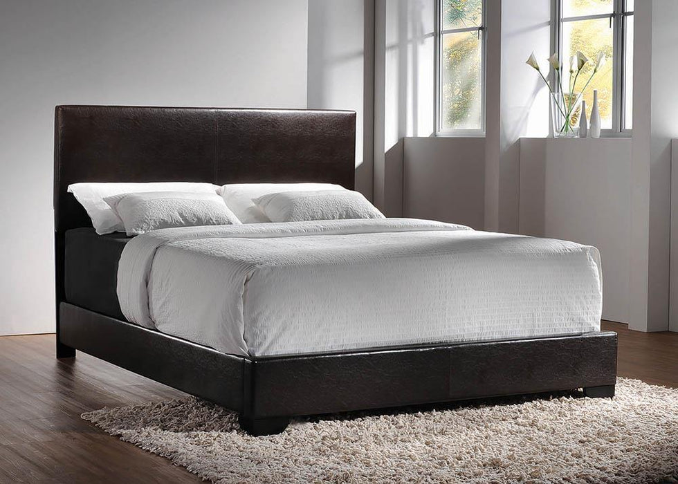 Conner Queen Upholstered Panel Bed Black and Dark Brown - Home Discount Furniture - NJ-linden