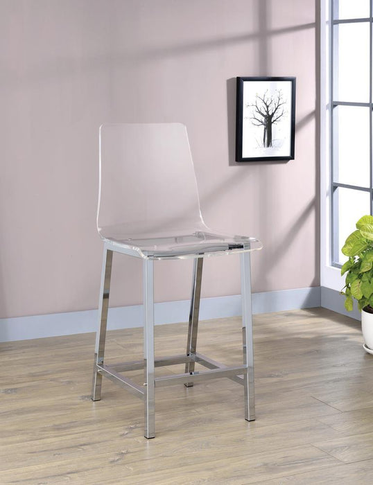 Juelia Counter Height Stools Chrome and Clear Acrylic (Set of 2) - Home Discount Furniture - NJ-linden