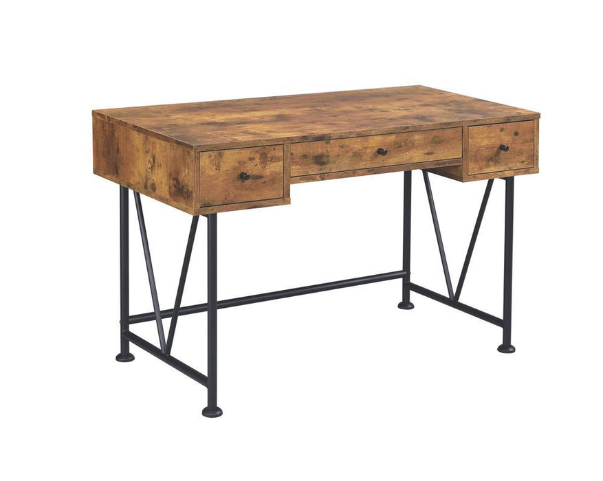 Analiese 3-drawer Writing Desk Antique Nutmeg and Black - Home Discount Furniture - NJ-linden