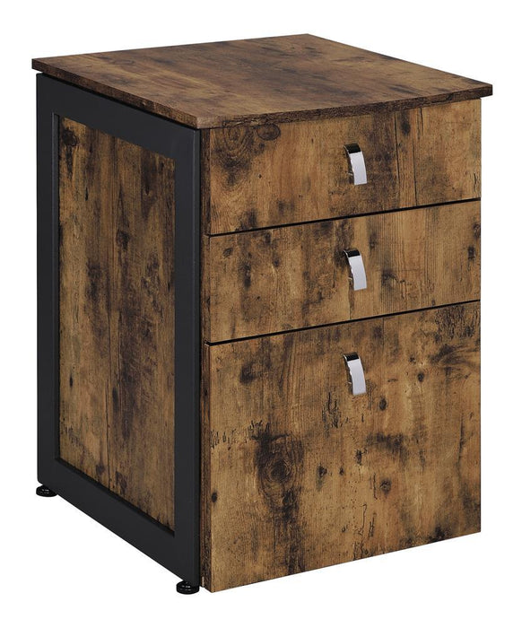 Estrella 3-drawer File Cabinet Antique Nutmeg and Gunmetal - Home Discount Furniture - NJ-linden
