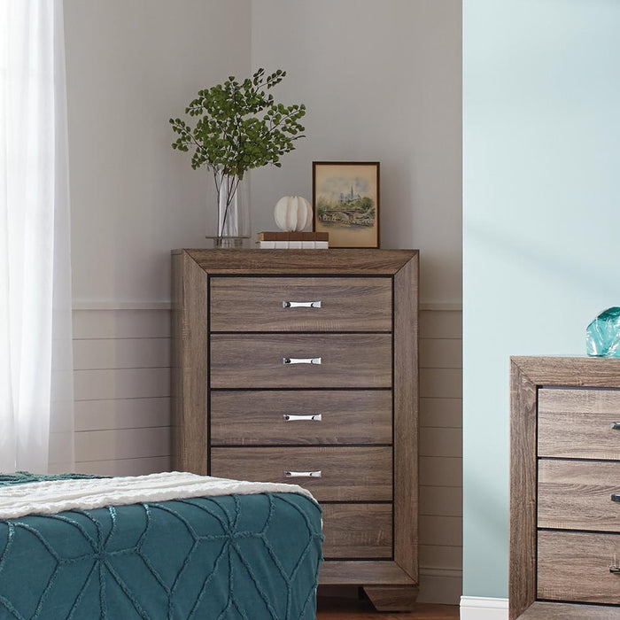 Kauffman 5-drawer Chest Washed Taupe - Home Discount Furniture - NJ-linden