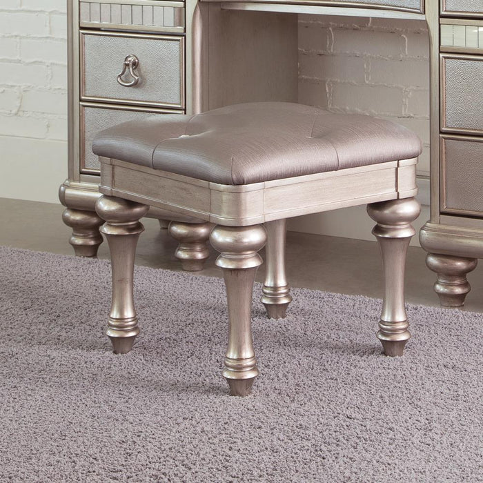 Bling Game Upholstered Vanity Stool Metallic Platinum - Home Discount Furniture - NJ-linden