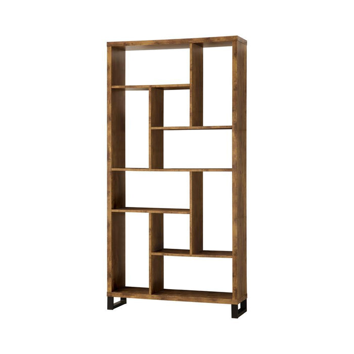 Delwin 10-shelf Bookcase Antique Nutmeg - Home Discount Furniture - NJ-linden