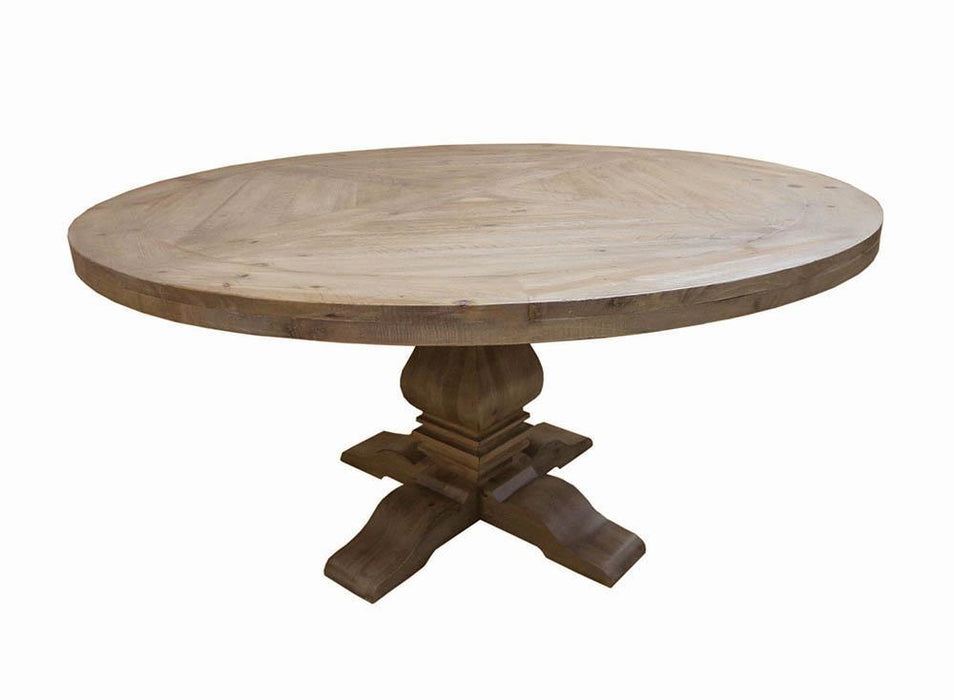 Florence Round Pedestal Dining Table Rustic Smoke - Home Discount Furniture - NJ-linden