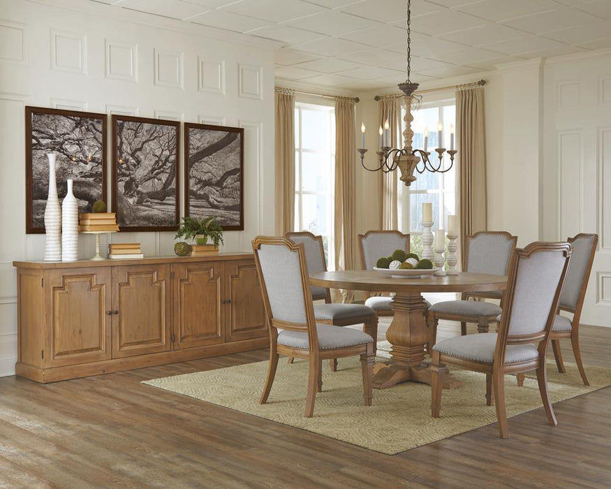 Florence Round Pedestal Dining Table Rustic Smoke - Home Discount Furniture - NJ-linden
