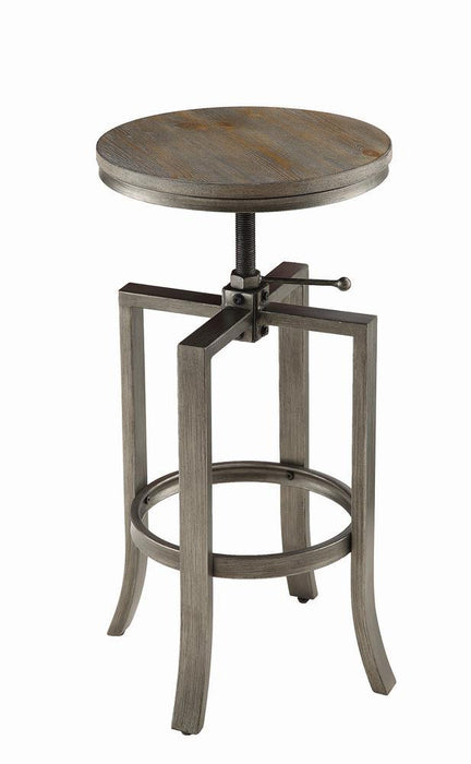 Bartlett Adjustable Height Swivel Bar Stools Brushed Nutmeg and Slate Grey (Set of 2) - Home Discount Furniture - NJ-linden