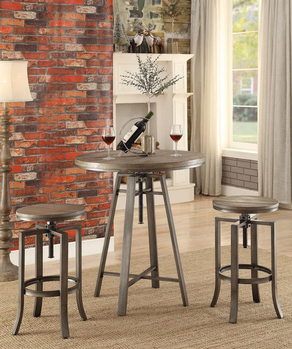 Bartlett Adjustable Height Swivel Bar Stools Brushed Nutmeg and Slate Grey (Set of 2) - Home Discount Furniture - NJ-linden