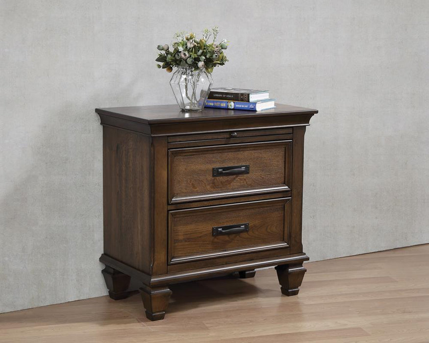 Franco 2-drawer Nightstand with Pull Out Tray Burnished Oak - Home Discount Furniture - NJ-linden