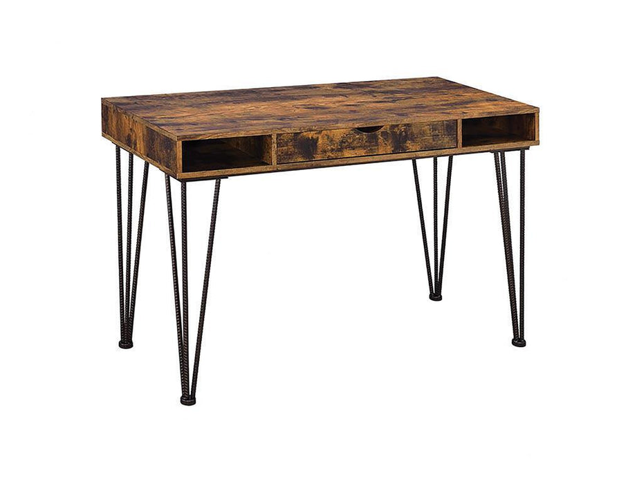 Olvera 1-drawer Writing Desk Antique Nutmeg and Dark Bronze - Home Discount Furniture - NJ-linden