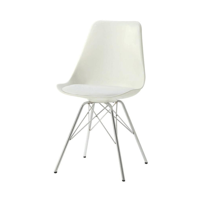 Juniper Armless Dining Chairs White and Chrome (Set of 2) - Home Discount Furniture - NJ-linden