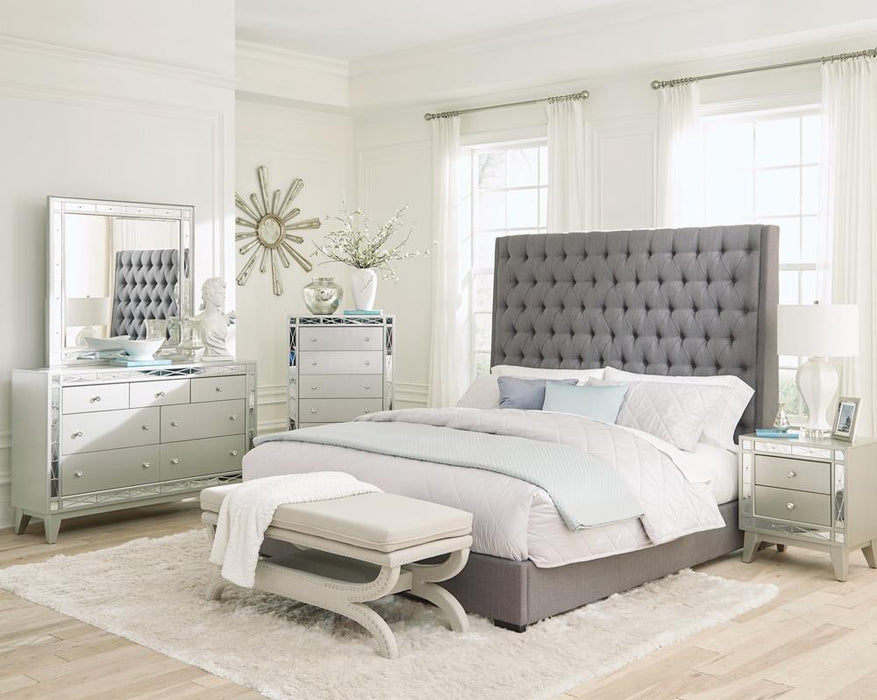 Camille Tall Tufted Eastern King Bed Grey - Home Discount Furniture - NJ-linden
