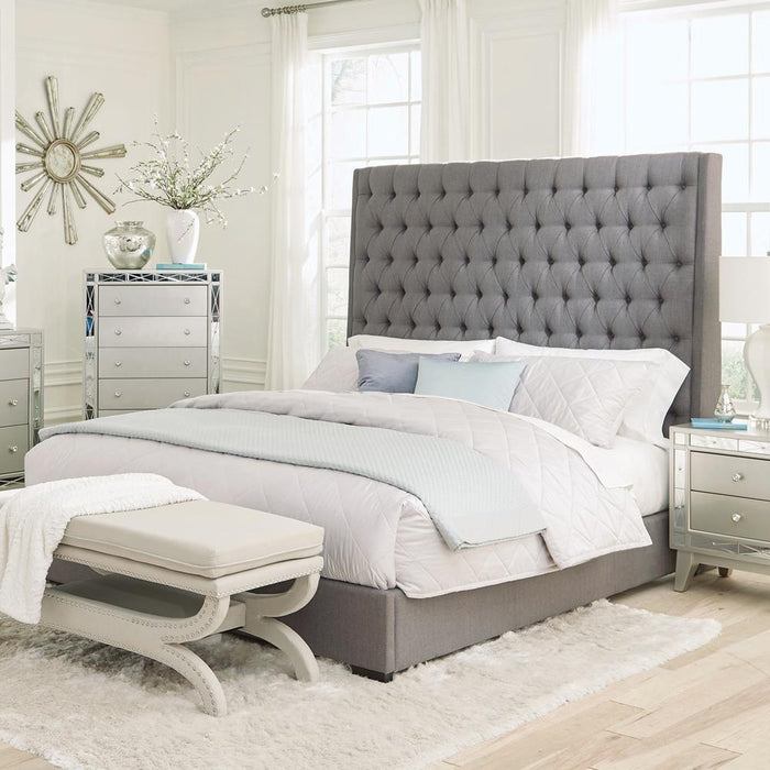 Camille Tall Tufted Eastern King Bed Grey - Home Discount Furniture - NJ-linden
