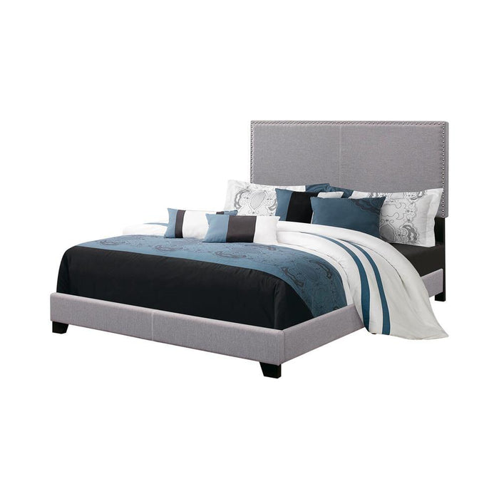 Boyd Queen Upholstered Bed with Nailhead Trim Grey - Home Discount Furniture - NJ-linden