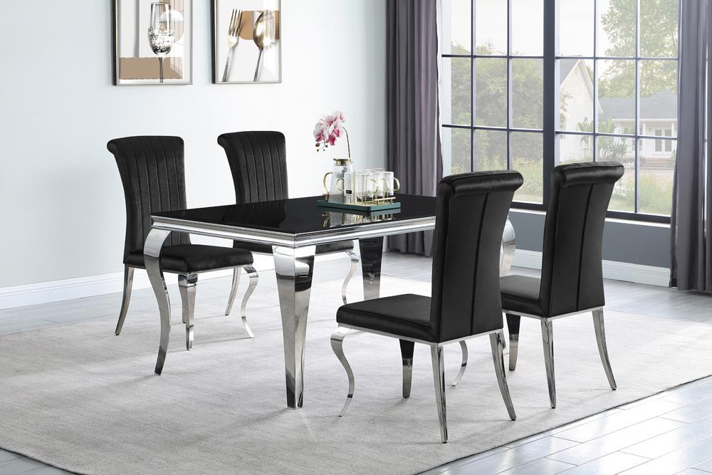 Carone Rectangular Dining Table Chrome and Black - Home Discount Furniture - NJ-linden