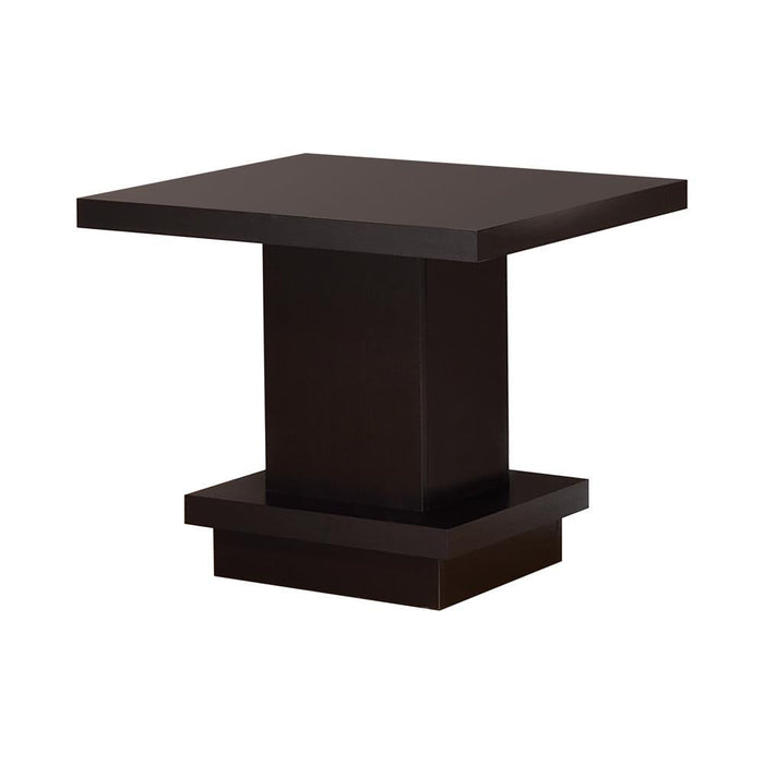 Reston Pedestal Square End Table Cappuccino - Home Discount Furniture - NJ-linden