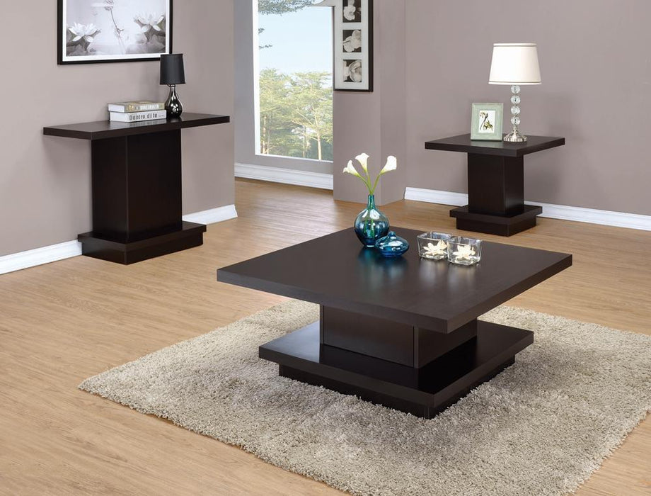Reston Pedestal Square Coffee Table Cappuccino - Home Discount Furniture - NJ-linden
