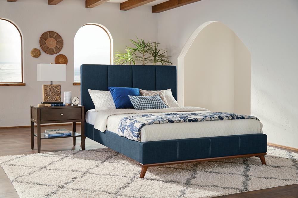 Charity Queen Upholstered Bed Blue - Home Discount Furniture - NJ-linden
