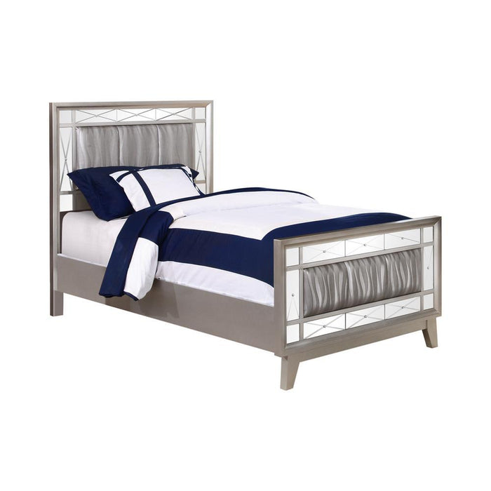 Leighton Twin Panel Bed with Mirrored Accents Mercury Metallic - Home Discount Furniture - NJ-linden