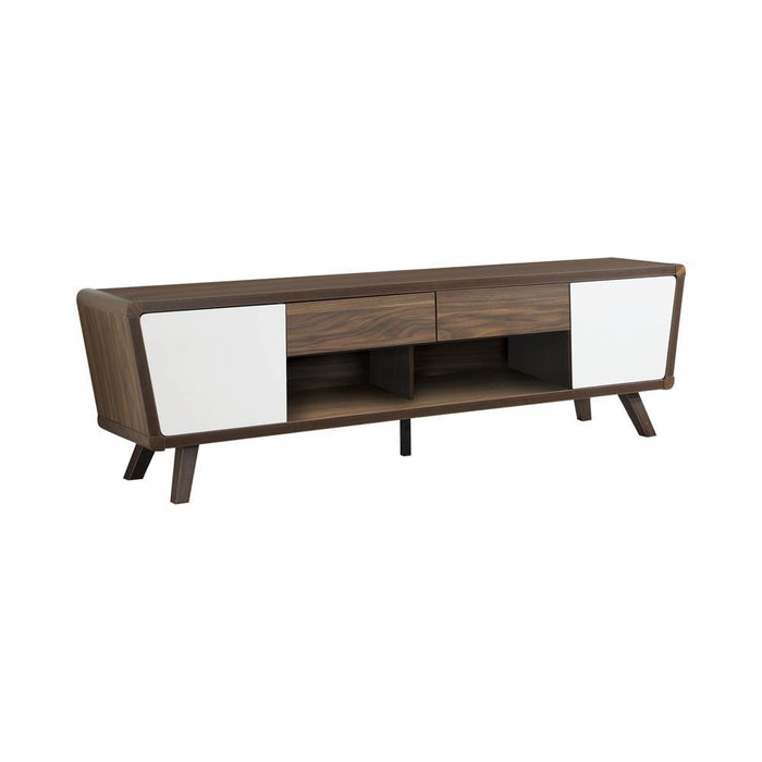 Alvin 2-drawer TV Console Dark Walnut and Glossy White - Home Discount Furniture - NJ-linden