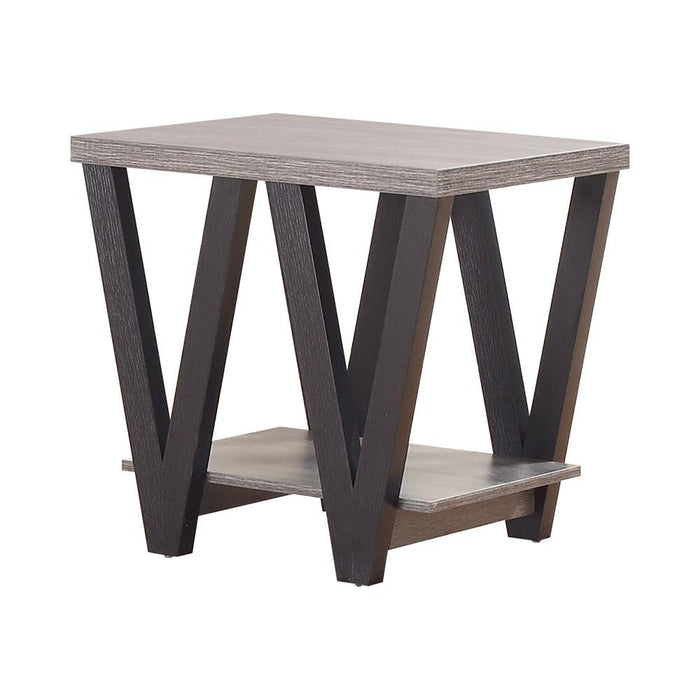 Stevens V-shaped End Table Black and Antique Grey - Home Discount Furniture - NJ-linden