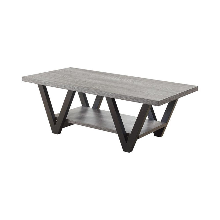 Stevens V-shaped Coffee Table Black and Antique Grey - Home Discount Furniture - NJ-linden