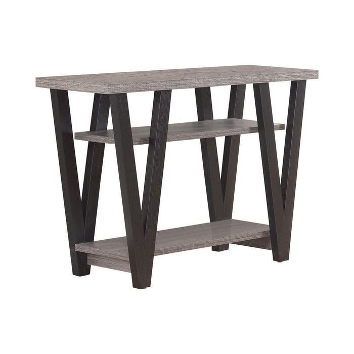Stevens V-shaped Sofa Table Black and Antique Grey - Home Discount Furniture - NJ-linden
