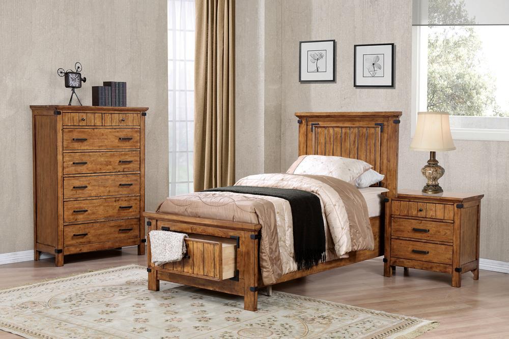 Brenner Twin Storage Bed Rustic Honey - Home Discount Furniture - NJ-linden
