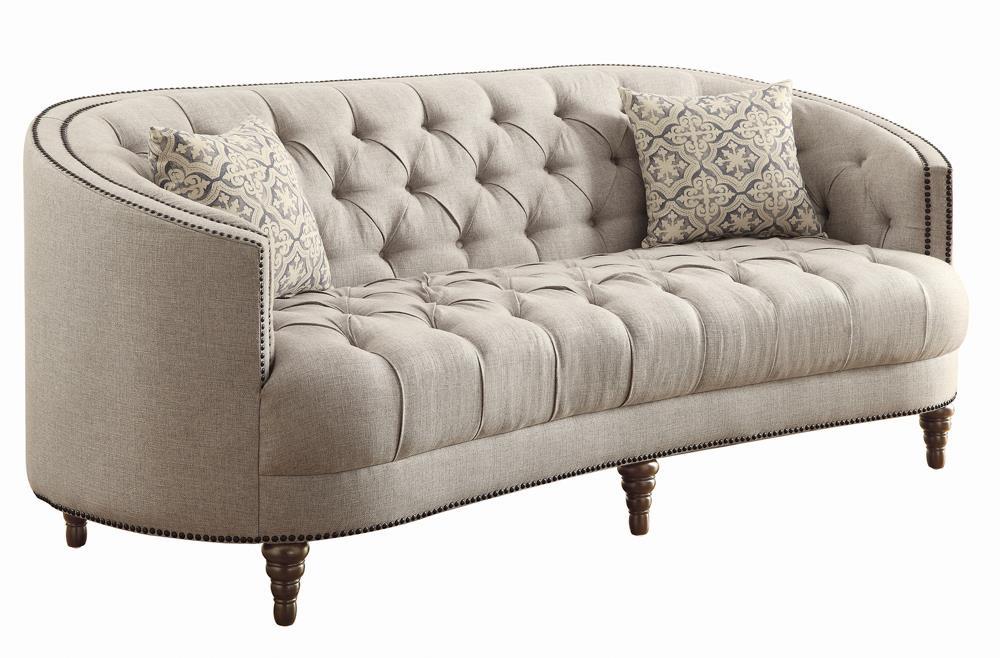 Avonlea Sloped Arm Upholstered Sofa Trim Grey - Home Discount Furniture - NJ-linden