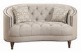 Avonlea Sloped Arm Upholstered Loveseat Trim Grey - Home Discount Furniture - NJ-linden