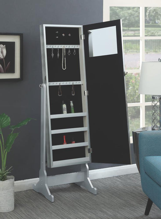 Elle Jewelry Cheval Mirror with Crytal Trim Silver - Home Discount Furniture - NJ-linden